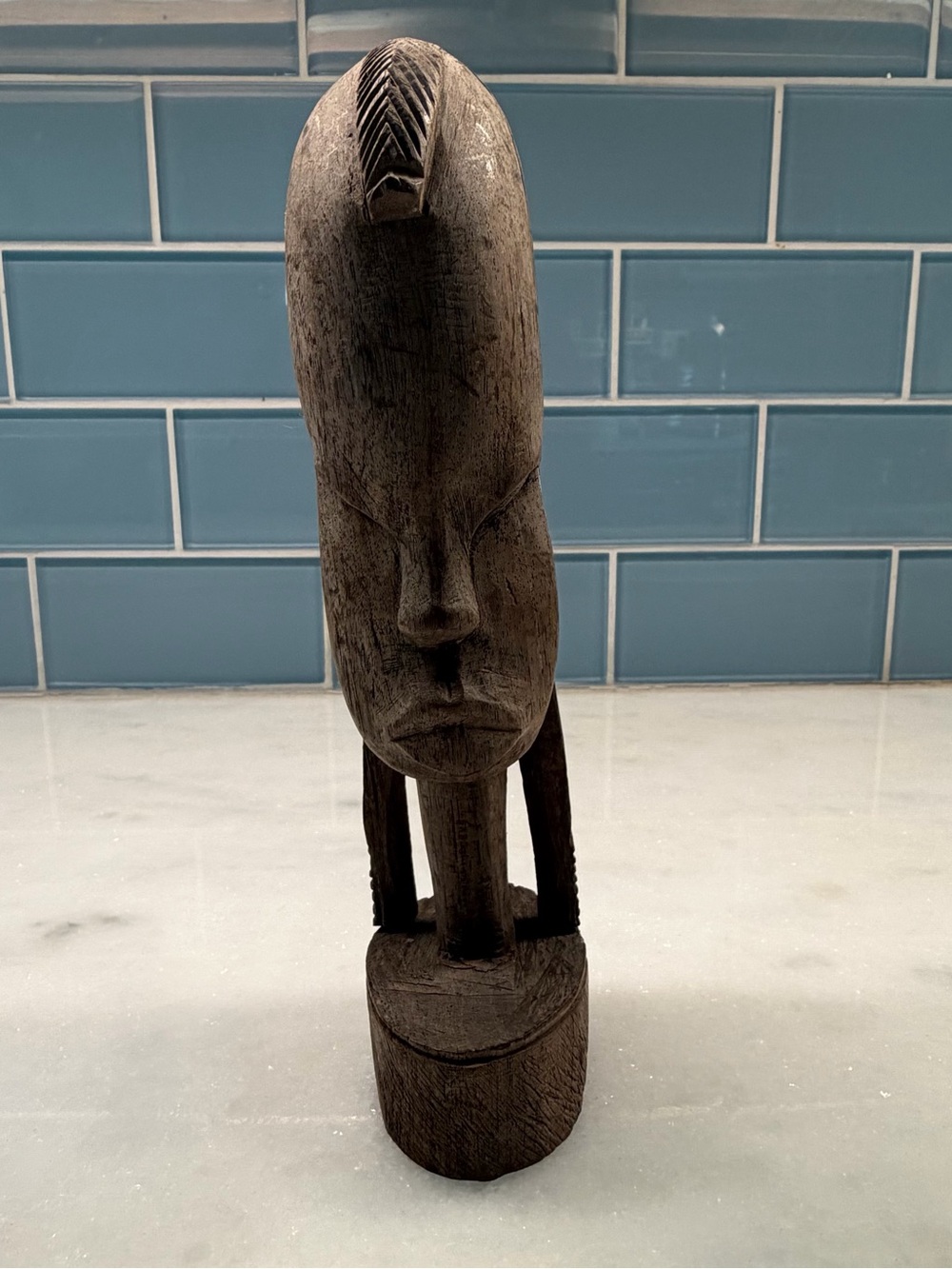 VTG Handmade Hand Carved Wooden African Tribal Head Sculpture Figurine